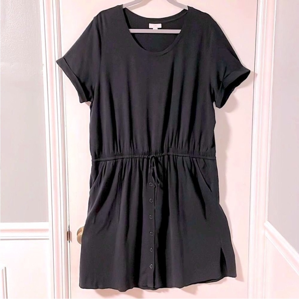 J. Jill black dress short sleeves, stretch waist -  XL